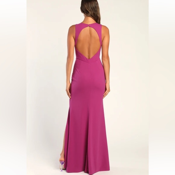 NWT All For The Romance Magenta Backless Mermaid Maxi Dress - Picture 2 of 4
